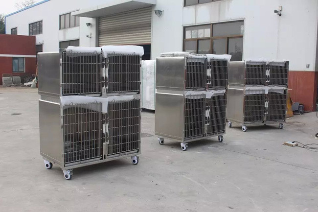 Four Cages Stainless Steel Pet Cages 1220 * 690 * 1560mm For Pet Boarding