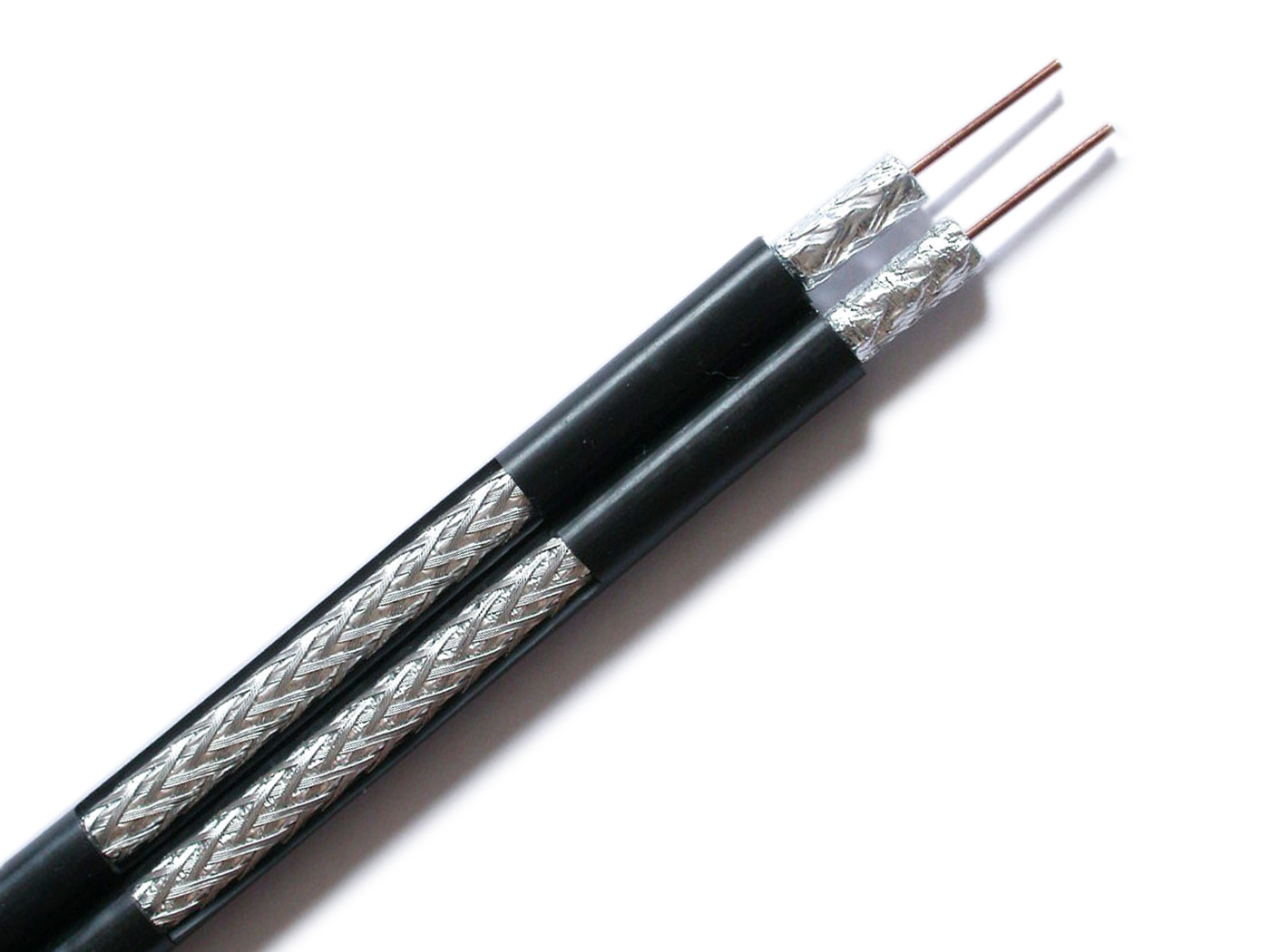 Direct Burial Dual RG6 CATV Coaxial Cable 18 AWG CCS 60% AL Braid with Jelly PE