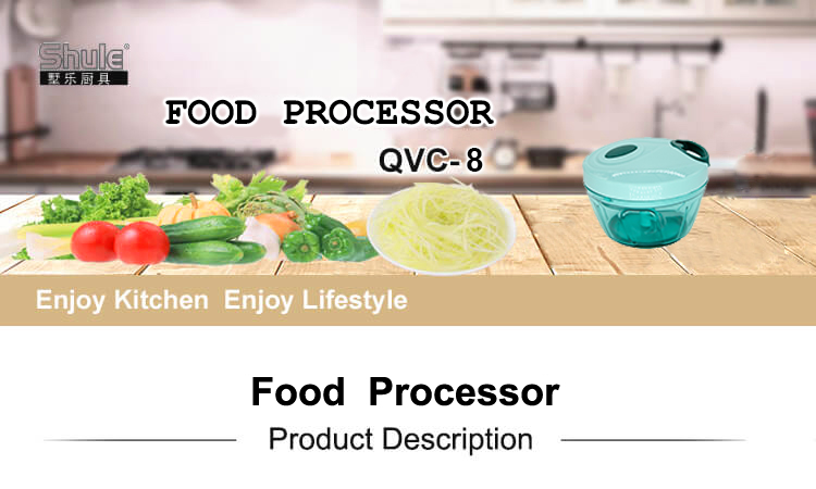 Rust Resistant Kitchen Vegetable Chopper Pull String Food Processor With 4 Interchangeable Blades