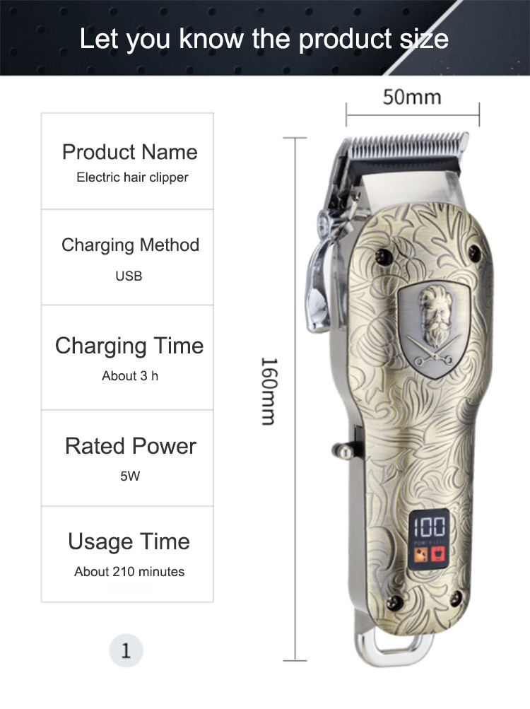 Waterproof Cordless Electric Hair Trimmer 10w Multifunctional For Men