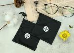 Black Silk Printing Microfiber Sunglass Pouch With Drawstring Stretch Freely