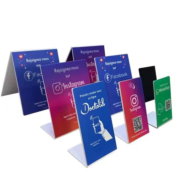 Custom QR Code Chip Google Review Stands NFC Social Media Business Cards Google Review Tap Cards
