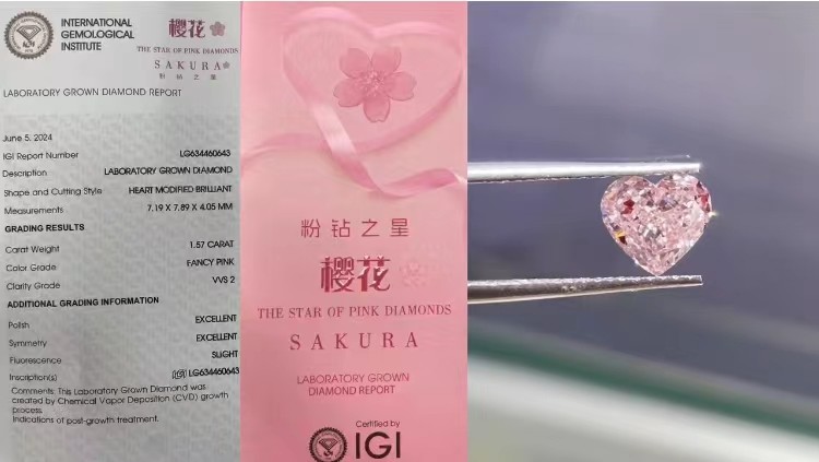 Fancy Sakura Pink Diamond Lab Created Colored Pink Lab Grown Diamond