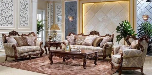 5 Piece Maharaja Luxury Living Room Furniture European French Wood Carving Sofa