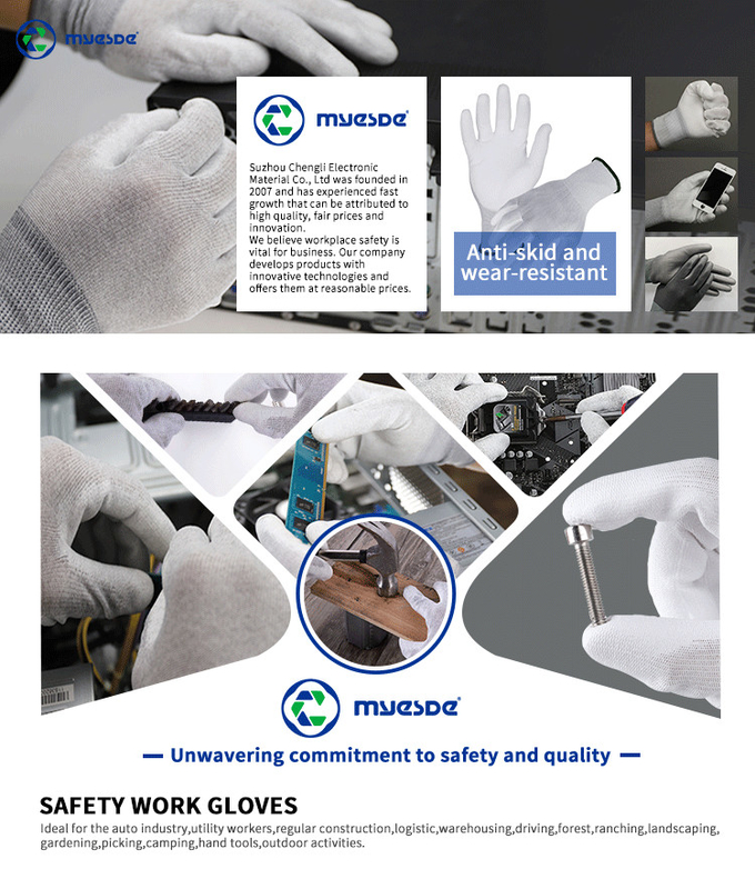 Knitted Guantes Seguridad Antistatic ESD Clean Room Gloves Carbon Fiber Polyester For Cleaning