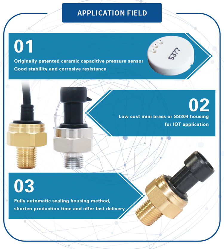 Anti Corrosive Packard IOT Pressure Sensor Brass Material 1% Accuracy