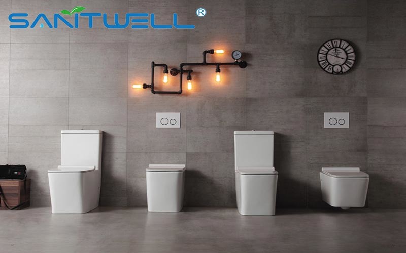Ceramic Wall Hanging Commode SWC825 / Water Saving Toilets White Color