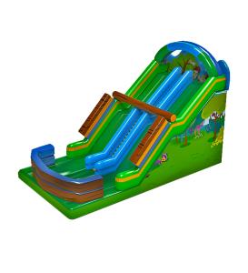 China Forest Theme Inflatable Double Lane Water Slide For Rentals wholesale