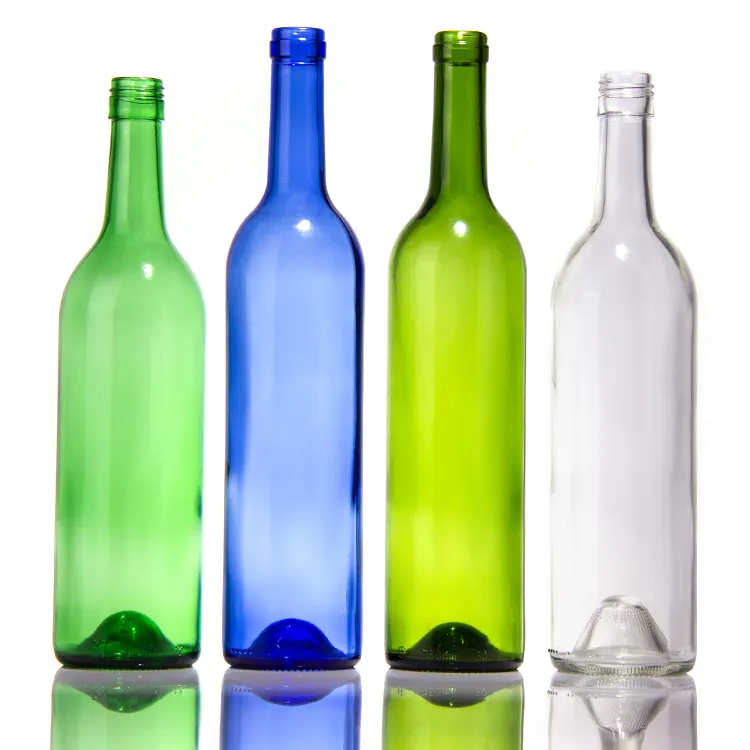 500ml Transparent Amber Green Blue Glass Red Wine Bottle With Cork for Cosmetic Packing