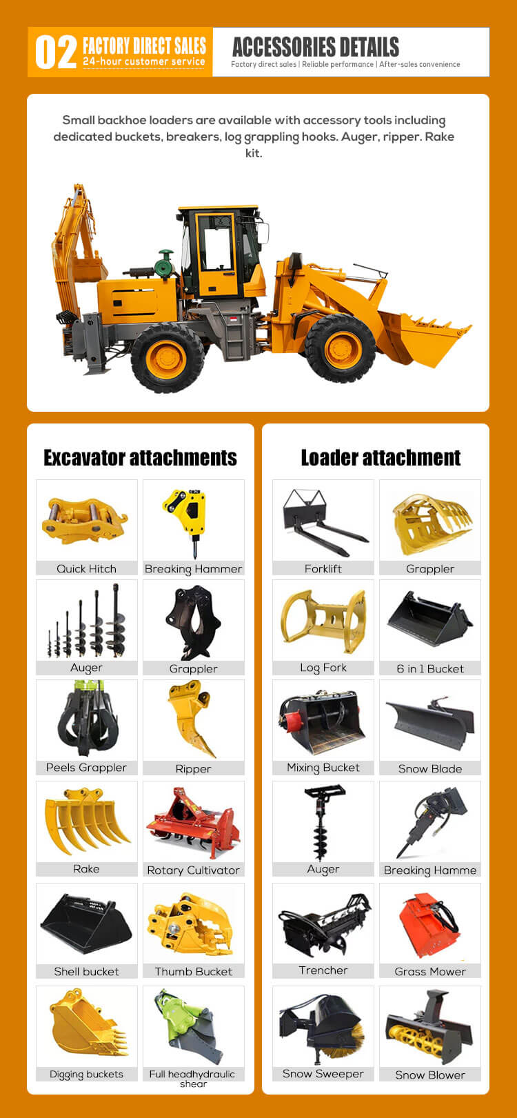 Construction Work Backhoe Loader HQ-WZ-25-30 with Small Size and Professional Design