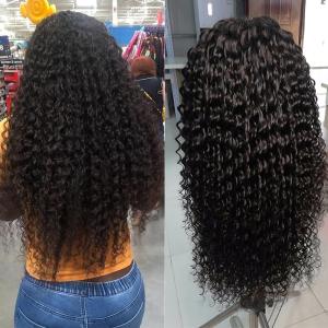 China 6A Transparent Lace Front Human Hair Wigs Deep Wave Curly wholesale