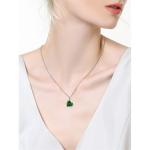 6.06 Carat TCW Heart Cut Gemstone Created Emerald 925 Sterling Silver Necklace