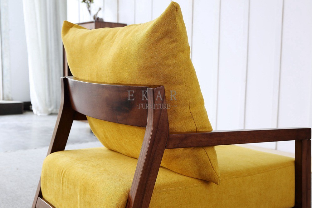 Solid Wood Frame Wooden Fabric Leisure Chair