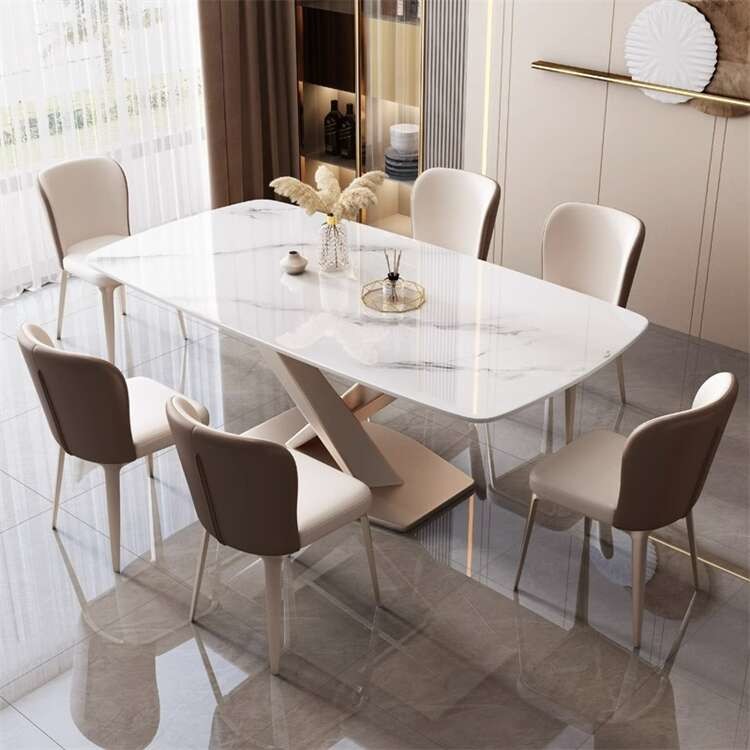 Dining Table Set With Sintered Stone Table Top marble Dining Tables And Chairs Set