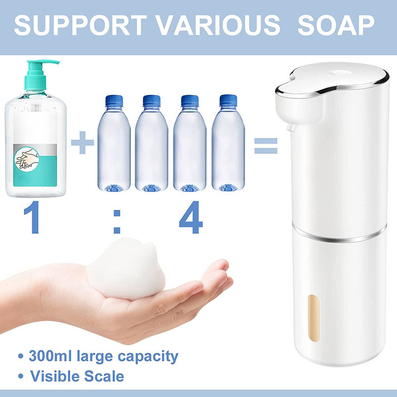 300ML Refillable Soap Dispenser Wall Mountable 800mAh White Induction