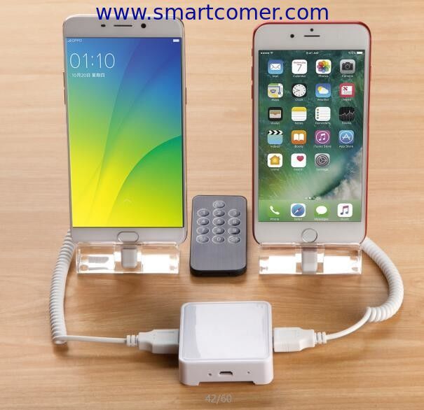COMER anti-theft cable locking 7" tablet pc display support with alarm system 2port device