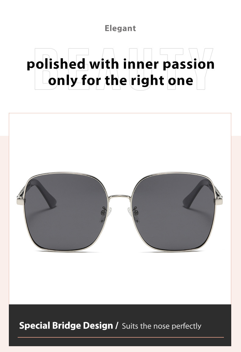 144mm Women Polarized Sunglasses , Metal Rim Sunglasses Chain Mirror Legs