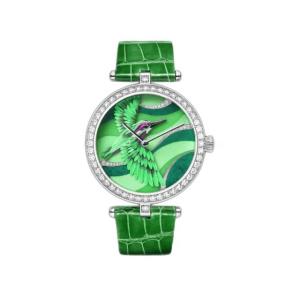 China Green 3D Dial Watch 36mm Stainless Steel Leather Strap Ladies wholesale