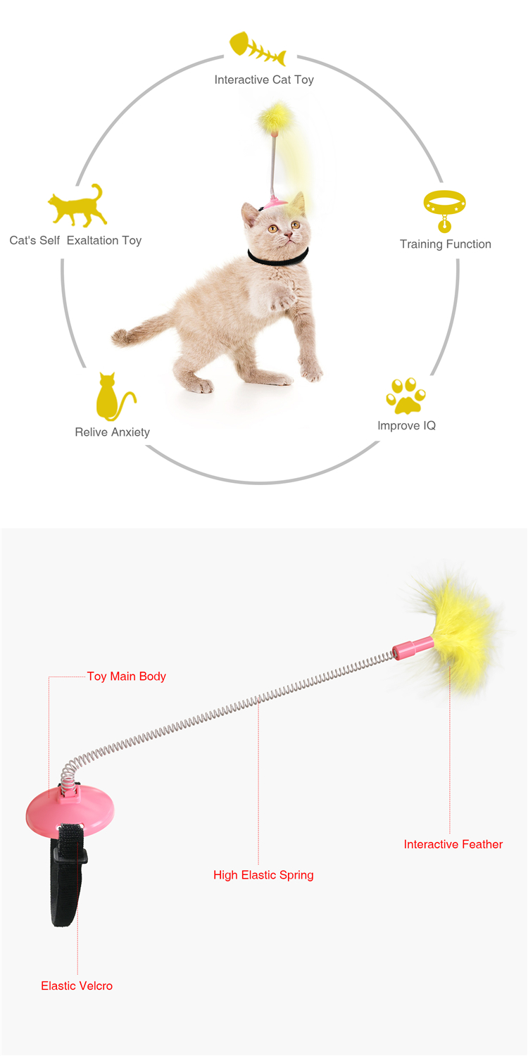 Wholesale Adjustable Pet Interactive Toy Funny Pet Wand Teasing Cat Stick Cat Teaser Stick With Spring Rod