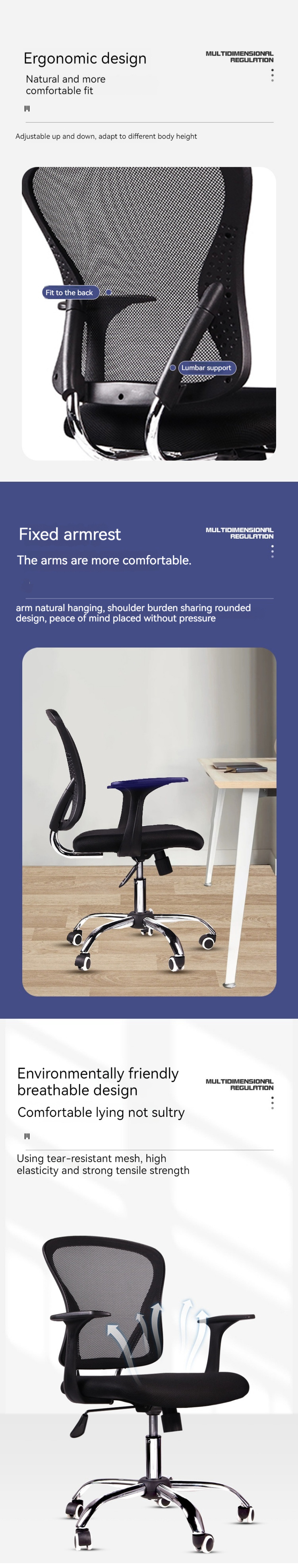 OEM Comfort Mesh Mid Back Office Task Chair CBM 0.33CBM Visitor Office Computer Chair