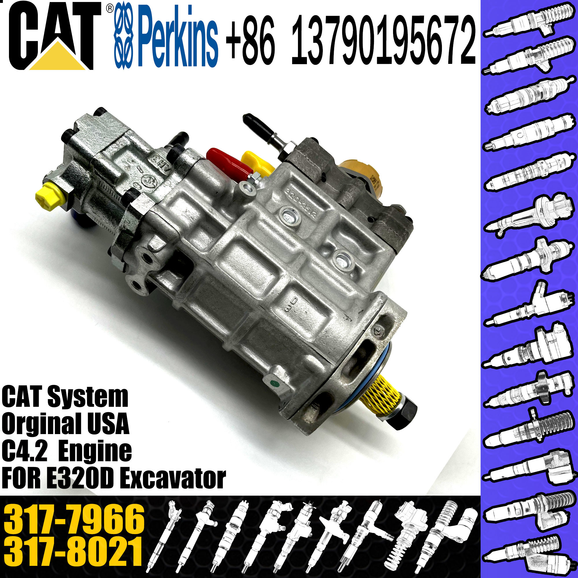 HUIDA Excavator Engine Parts C6.6 Fuel Injection Pump 317-8021 10R-7660 2641A312 317-7966