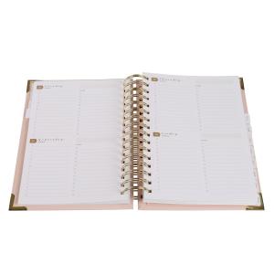 China 157gsm Planner Organizer Agenda Sewn Ivory A5 Spiral Notebook Gold Stamping Logo Double Coils wholesale