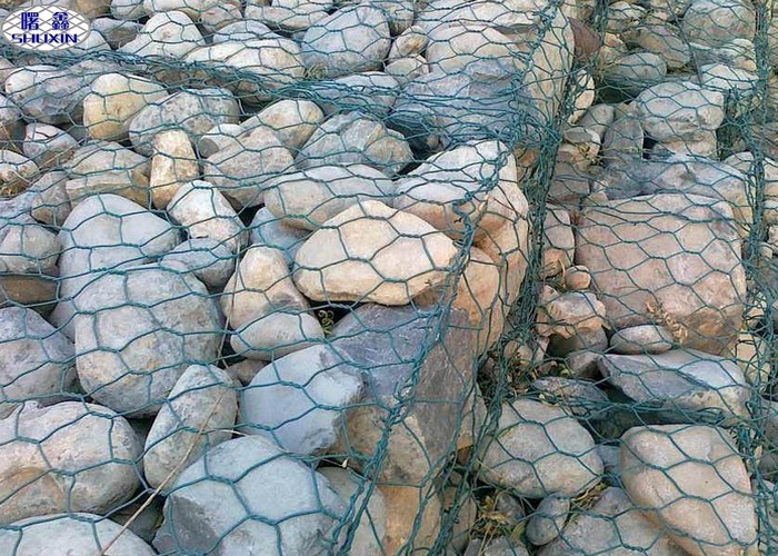 Precision Gabion Wall Cages Woven Galvanized Gabion Basket Size With Rock Filled