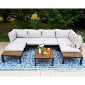 China Aluminum Modular Patio Set AJUNION U Shape Large Size Outdoor Furniture Sectional Sofa wholesale