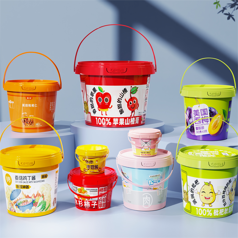 Customrized Logo Mini Plastic Buckets For Pet food Storage Container 0.3L 0.5L 1L