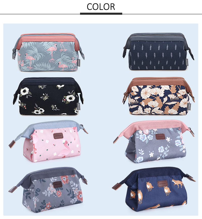 Travel Portable Multi-Function Pink Printed Korean Toiletry Wash Zip Bag