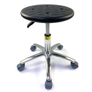 China Round Black Four Holes Polyurethane Esd Chairs With Wheels wholesale