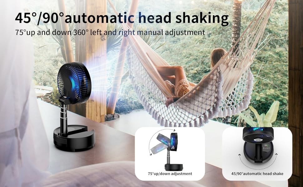 Socool Fan 20000mAh 9th Speed Colour Screen 8h Timing Folding Fan USB Emergency Power Supply Charging Type-C LED Adjustable Table Fan