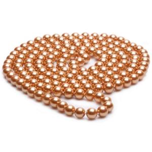 China Luxury Gold Color Round 8mm Shell Pearl Sweater Necklace 55 Inches (N08230) wholesale