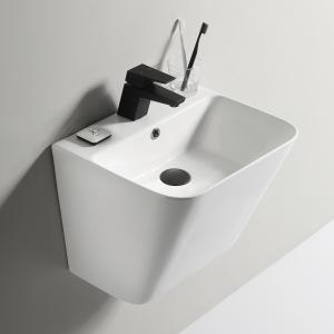 China Household Bathroom Washing Porcelain Wall Mount Sink White With Tap Hole wholesale