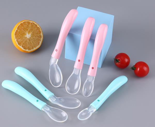 Food grade BPA free toddler training feeding soft tip silicone kids baby spoon