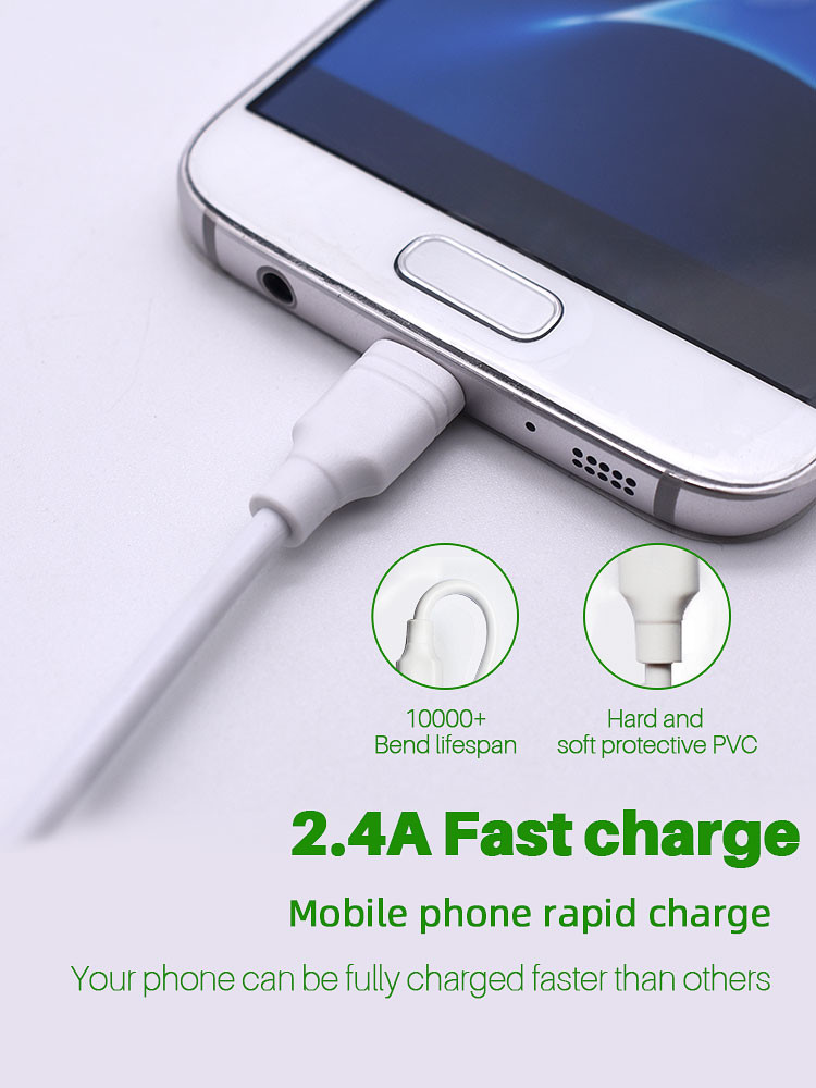 3m PVC Micro USB Data Transfer Cable Quick Charge