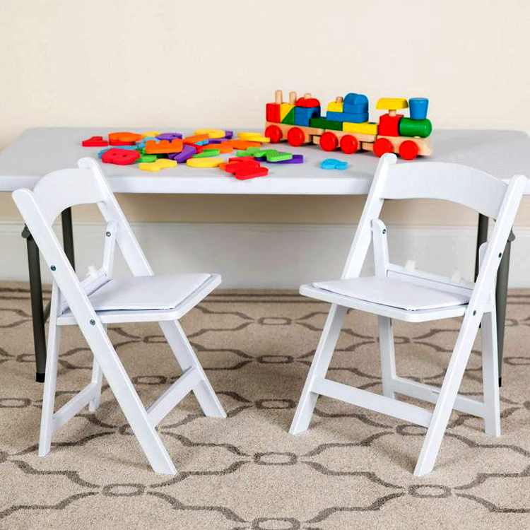 Modern Simple Small Portable White Plastic Resin Folding Dining Chairs for Hotel Wedding