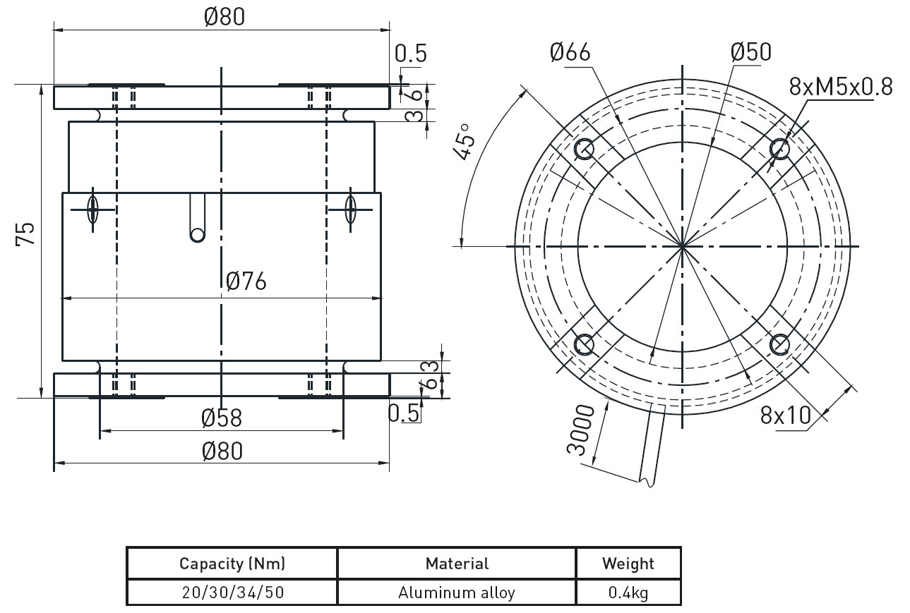 Aluminum Alloy Force Sensor Load Cell For Torque Force Measurement