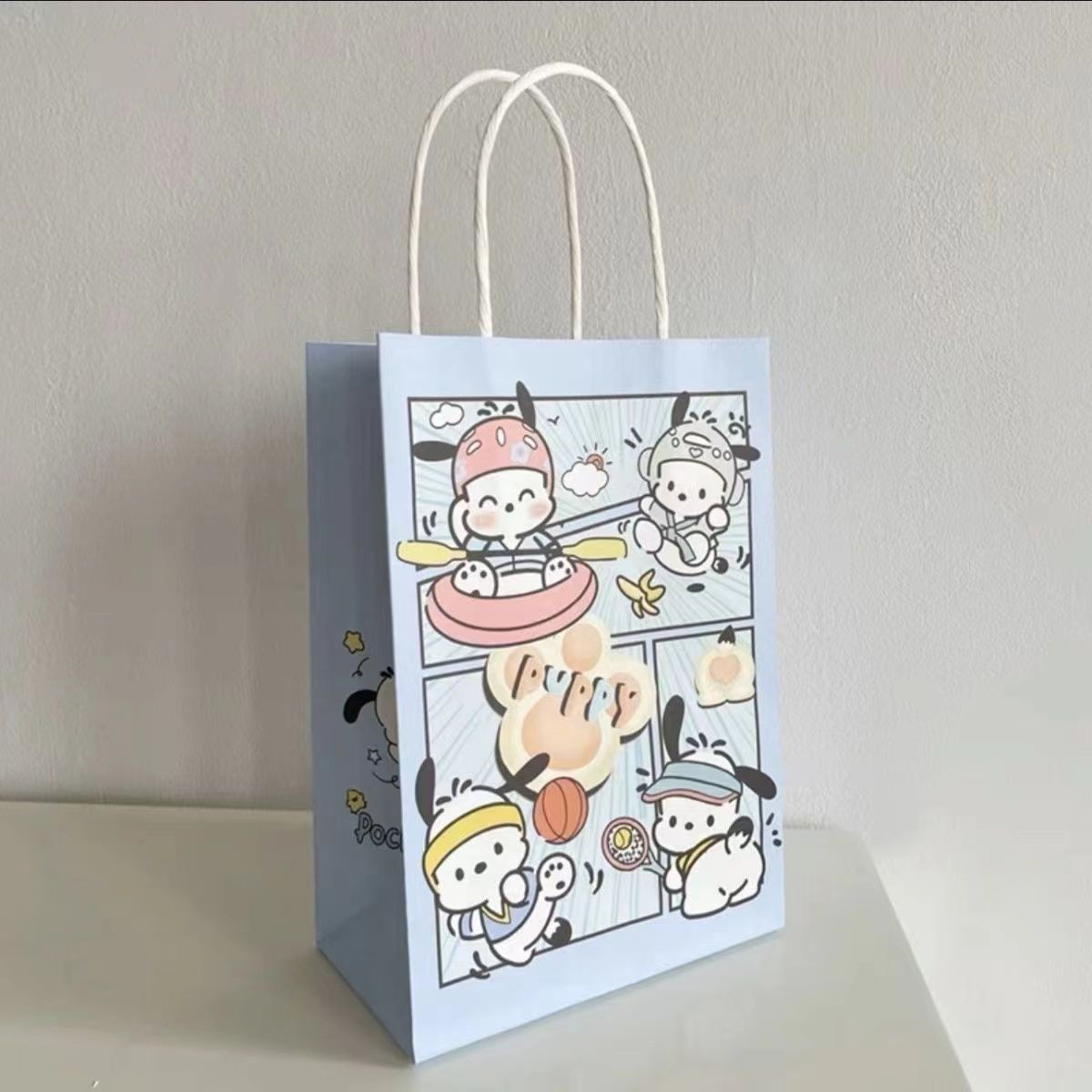 Eco Friendly Custom Cute Cartoon Accessories Paper Bags with Innovative Twisted Paper Handles