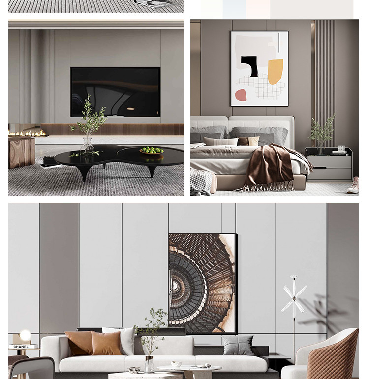 Bamboo Charcoal Wood Veneer PVC Wall Panels Ceiling Skin Feeling Panel Interior Decoration Wall Panel