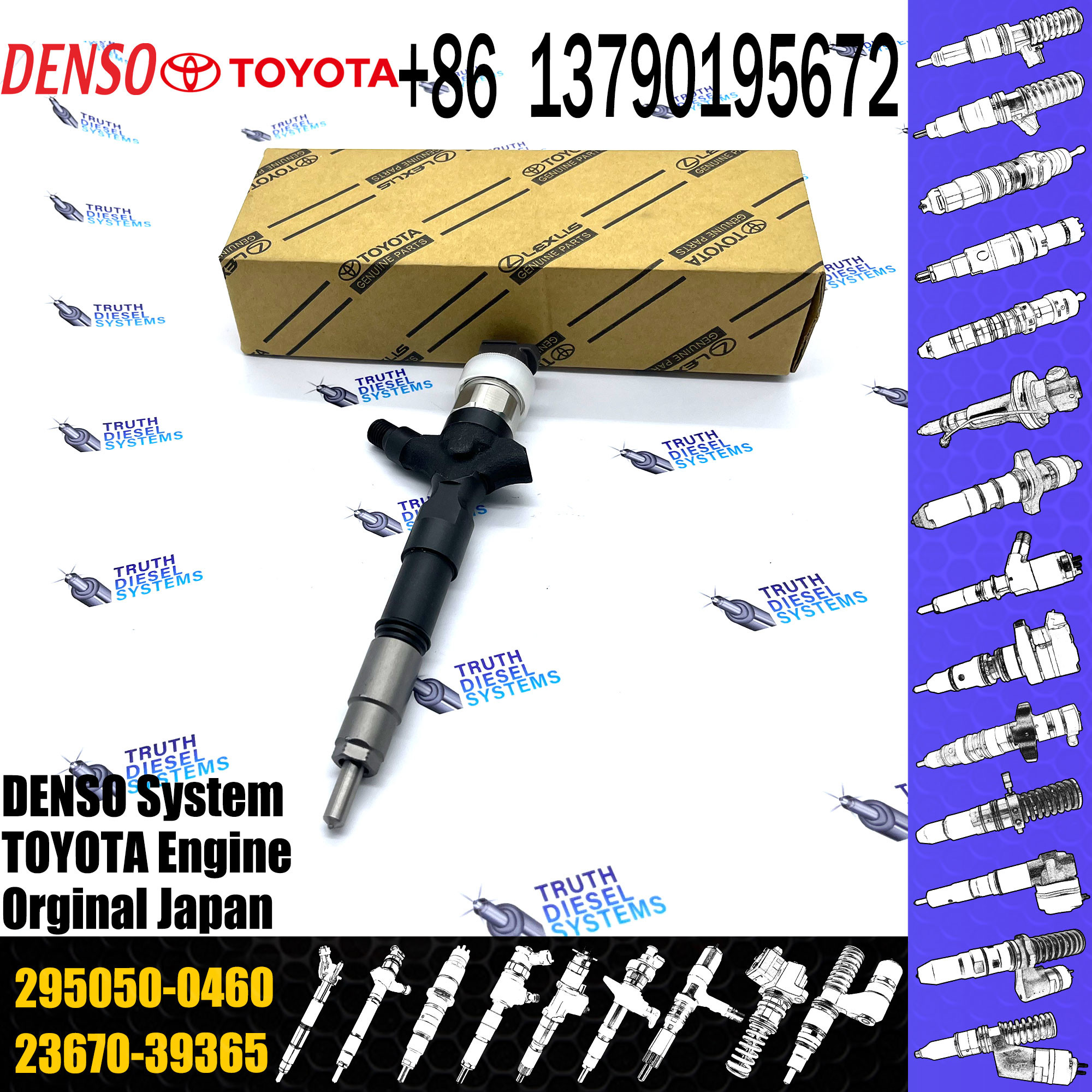 Common Rail Fuel Injector 23670-30400 295050-0460 For Toyota Hilux 1KD