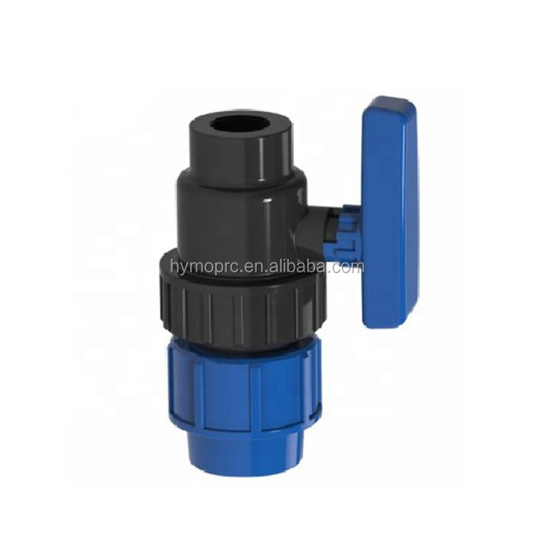 PP 1/2"-4" Blue Color Irrigation System Agriculture Manufacture Compression Ball Valve