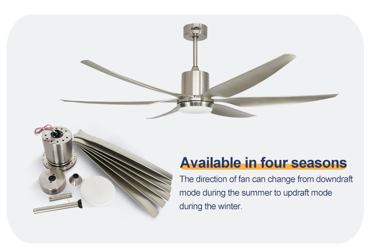 High Speed 66" LED Lighting Ceiling Fan with Pure Copper DC Motor and 6 ABS Blades