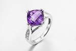 AAA 925 Silver Gemstone Rings With Amethyst Stone 4.1g