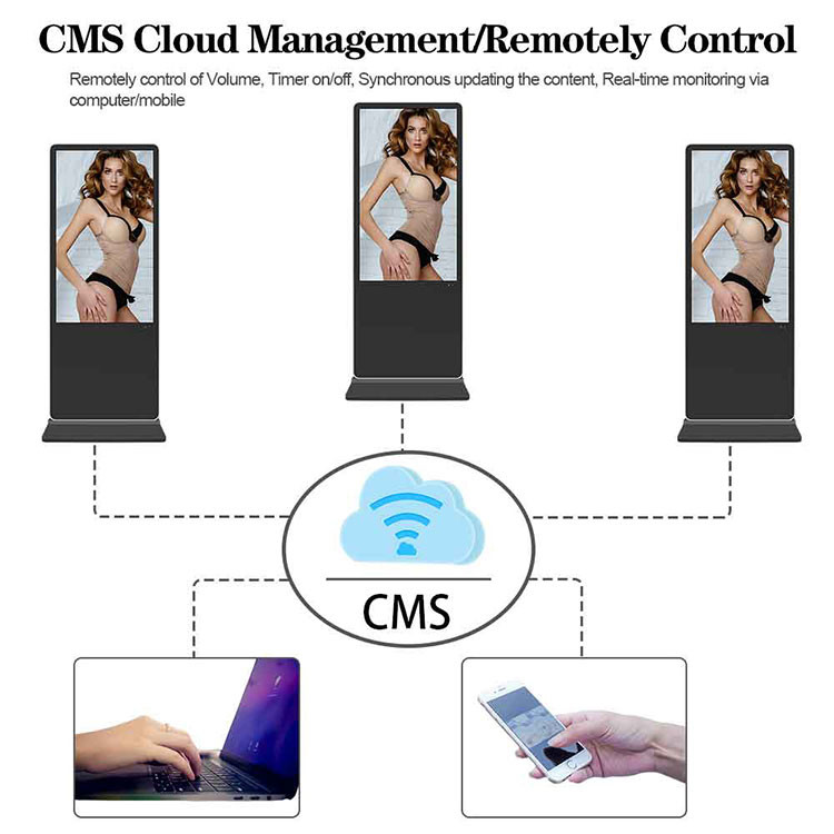 Floor Standing Digital Signage 4K Indoor Vertical Totem LCD Advertising Player