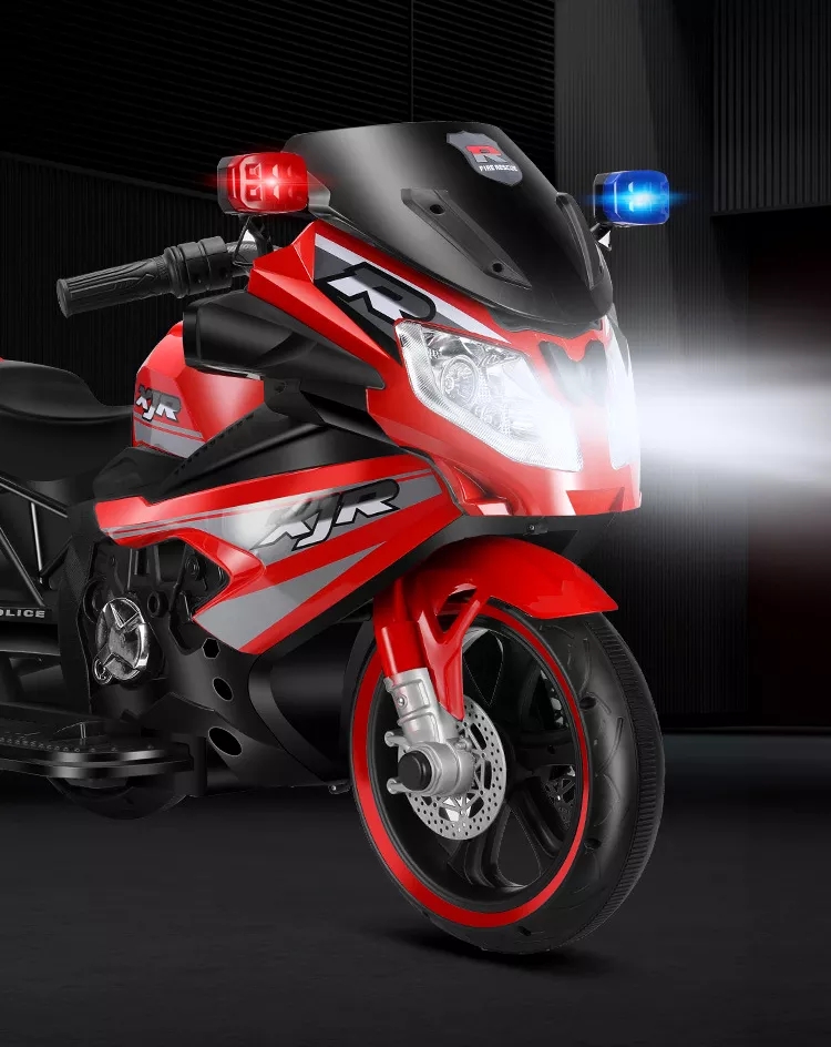Three-Wheel Electric Off-Road Ride Motorcycle for Children in Red/White/Silver/Black