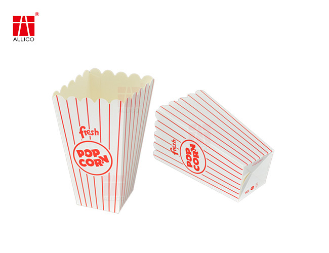 Red And White Popcorn Food Packaging Gift Boxes 2.9 X 2.9 Inch For Movie