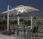 OEM Aluminum Frame Parasol Cantilever Patio Umbrella With White LED Lights
