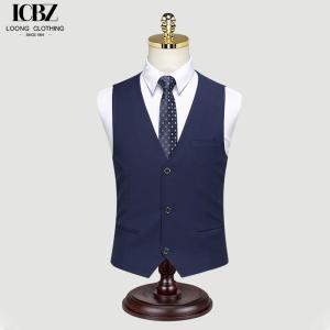 China Dark Blue Single-Breasted Suit Vest for Professional Formal Occasions and Weddings wholesale