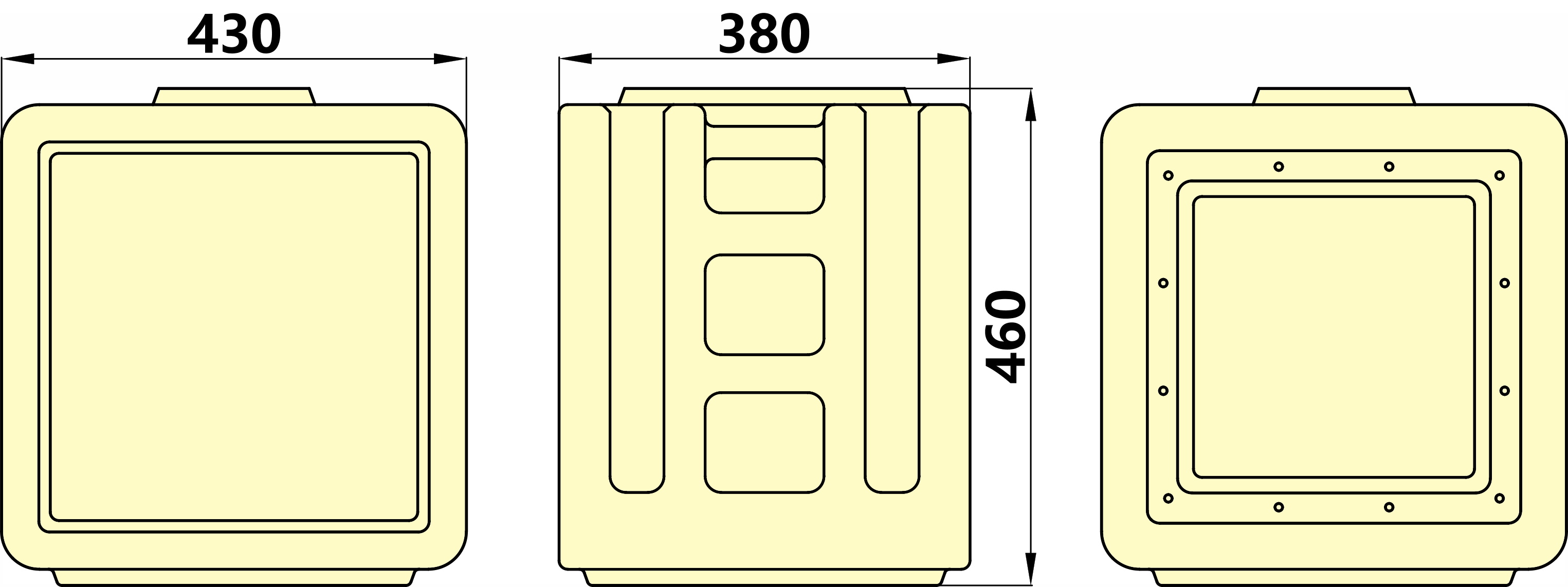 Syntax MD1 Three Phase 4P 32AMP HDPE Portable Distribution Box IP67 With 12 Nos UL Listed Nema Dual Sockets 430x380x460mm